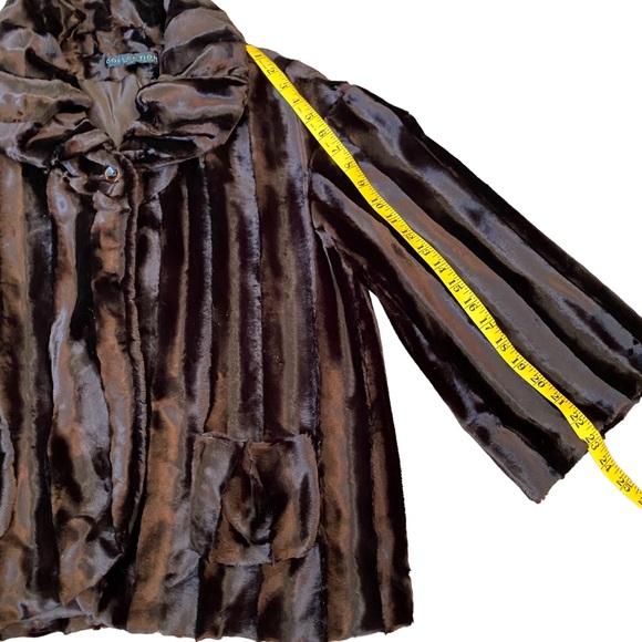 COLLECTION BY HARVE BENARD  | FAUX FUR DARK BROWN EVENING SWING JACKET  SZ 10 - Picture 13 of 14